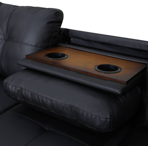 Ensemble de canapé-lit sectionnel en cuir en forme de L moderne et personnalisé avec ottoman pour salon contemporain - Product Image 3