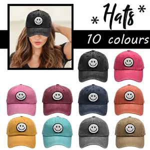 Adult Hat Vintage Wash Done Smile Terry Stickerei Ripped Hat Tide Männliche Persönlichkeit Female Shade Adjust Baseball Caps