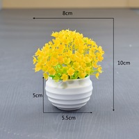 Objets Décoratifs Créatifs, Mini Plante Artificielle en Pot de Table, Décoration de Bonsaï en Plastique Boule de Fleur de Cerisier et Herbe des Neiges