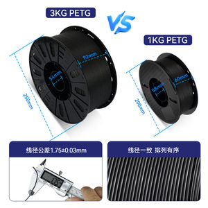 ไส้พิมพ์สามมิติ KINGROON PETG ขนาด 1.75 มม. น้ำหนัก 3 กก. สีดำ สำหรับเครื่องพิมพ์ FDM - Product Image 4
