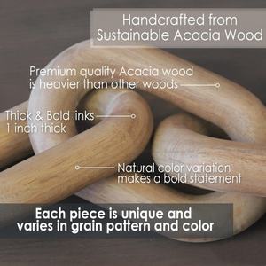 Acacia Bois Chaîne Lien <span class=keywords><strong>D</strong></span>écor 21 "Bohème <span class=keywords><strong>Livre</strong></span> Affichage TV Stand Table Basse Salon Nouveauté Creative Home Decor Entrée Way - Product Image 6