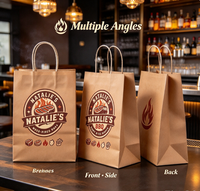 Sac en papier kraft brun personnalisé imprimé pour l'emballage alimentaire, les traiteurs, les restaurants, les plats à emporter, écologique et recyclable