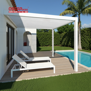 Techo de lamas de aluminio retráctil automático para exteriores <span class=keywords><strong>con</strong></span> <span class=keywords><strong>lona</strong></span> y cortina para patio, jardín, pérgola - Product Image 1