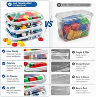 Étuis rigides transparents en PET avec fermeture éclair, pochettes transparentes à double fermeture éclair, ensemble de 3 pièces, organisateur portable pour voyages et rangement de jouets