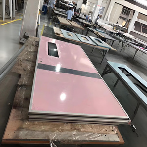 Porta <span class=keywords><strong>a</strong></span> Battente Manuale <span class=keywords><strong>a</strong></span> Doppia Anta Asimmetrica Nuova per Camera Bianca Ospedaliera, Moderna, con Pannello in Acciaio Isolato Acusticamente - Product Image 6