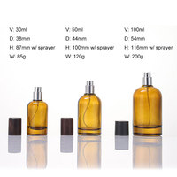 Vente en gros de flacons de parfum ronds en verre ambré vides de 30 ml, 50 ml, 100 ml avec bouchons en bois pour la fabrication de parfums sur mesure
