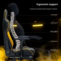 Chaise de jeu en cuir noir extensible, luxe léger, ergonomique, chaise de bureau de course pour ordinateur, pivotante réglable à 4 positions