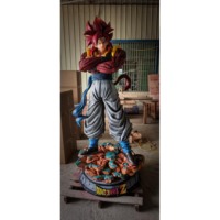 Vente en gros de figurines d'anime japonaises en fibre de verre personnalisées, statue 1/1, figurine Dragon Ball, statue Goku, sculpture en résine rouge Goku WuKong Vegeta