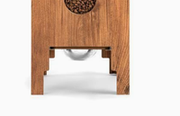 Meuble de Luxe Moderne en Bois pour Nourrisseur d'Animaux avec Fenêtre Transparente et Gamelle Surélevée |   Meubles pour animaux de compagnie en noyer pour chats et chiens