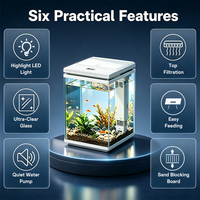 Système de filtration intégré SUNSUN pour aquarium en verre et plastique ultra-blanc avec pompe à eau et éclairage LED, idéal pour salon, bureau à domicile, bureau.