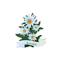 Aimant de réfrigérateur personnalisé en résine, peint à la main en 3D, motif floral Arosa Edelweiss, souvenir de station de ski d'hiver, fleur alpine, cadeau de collection