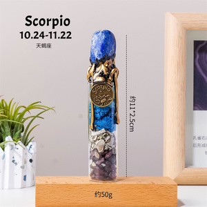 Bouteille à vœux en cristal du zodiaque, fleurs séchées, œuf de pierre, pot à vœux, quartz, 12 constellations, pour cadeau spirituel - Product Image 5