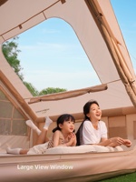 Tente Gonflable Imperméable Quatre Saisons en Tissu Oxford avec Pompe à Air Portable et Fenêtre de Toit pour 3-4 Personnes en Extérieur