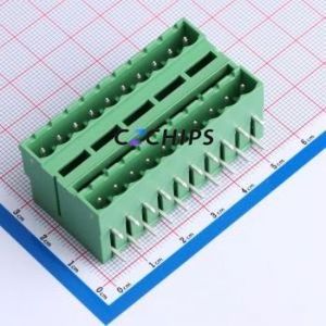 DB2ERH-5.08-2*10P-GN Plug-in Terminal Block Bent Lead Through Hole,P=5.08mm Board-to-Board / Socket - Closed 2x10P 5.08mm Green - Product Image 1