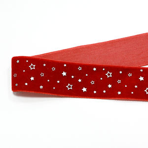 חגורת קישוט לעץ חג המולד מקטיפה מוטבעת 2.5 ס\\\"מ עם קופסת מתנה לחג - Product Image 4