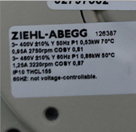 Ventilador de Refrigeración ZIEHL-ABEGG RH28M-2DK.3F.1R 400V 50HZ 530W 2750RPM para Gabinete con Inversor Siemens - Product Image 6