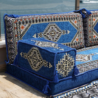 Sofa sectionnel traditionnel de plancher de sofa ensemble modulaire arabe de bleu royal pour des salons