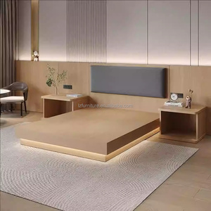 Low Price Hotel Bedroom <b>Set</b> Double <b>Single</b> <b>Bed</b> with Soft Headboard Bedside Table TV Wall Unit Storage Desk for 3 Star Chain Hotel - Product Image 4