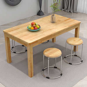 Solid Wood Dining <b>Table</b> With Stools Foldable For Home Kitchen Breakfast Use - Product Image 2