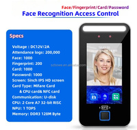 Sistema de Control de Acceso Biométrico con Visión Nocturna, 100,000 Registros, Pantalla Táctil, API y SDK Gratuitos, Admite Logotipo Personalizado, Reconocimiento Facial y de Huellas Dactilares