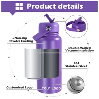 Bouteille d'eau sport isotherme en acier inoxydable de 32 oz avec logo personnalisé, couvercle à paille rabattable et poignée de transport – Prix de gros