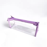 Étui à crayons transparent en PVC carré, tridimensionnel, simple, avec fermeture éclair, écologique, grande capacité, design minimaliste, imperméable