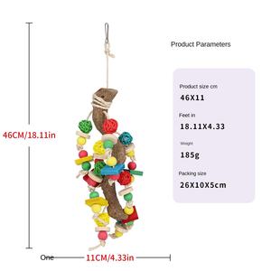 Kleurrijke Milieuvriendelijke Papegaai Speelgoed Natuurlijke Houten Kralen Grappige Stijl Rotan Bal String Met Hennep Touw Voor Klimmen Bijtende Vogel Speelgoed - Product Image 5