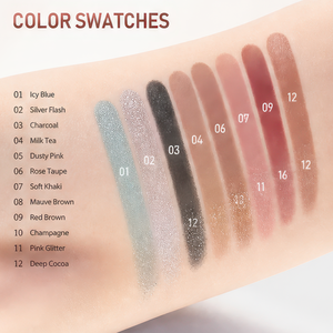 พาเลทอายแชโดว์สีริบบิ้นสไตล์<span class=keywords><strong>เกาหลี</strong></span> 12 เฉดสี 0.8 กรัม เซ็ตเนื้อแมตต์สำหรับใช้ทุกวัน - Product Image 4
