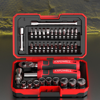 KAFUWELL PS5516 – Kit de 38 clés à cliquet et douilles en acier au chrome-vanadium, outils à main pour la maison et la réparation automobile, jeu de tournevis