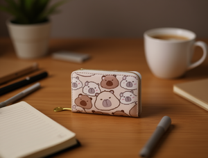 Portafoglio da donna in microfibra effetto pelle sintetica con cerniera, misura media, per uso quotidiano, con motivo a cartone animato - Product Image 2