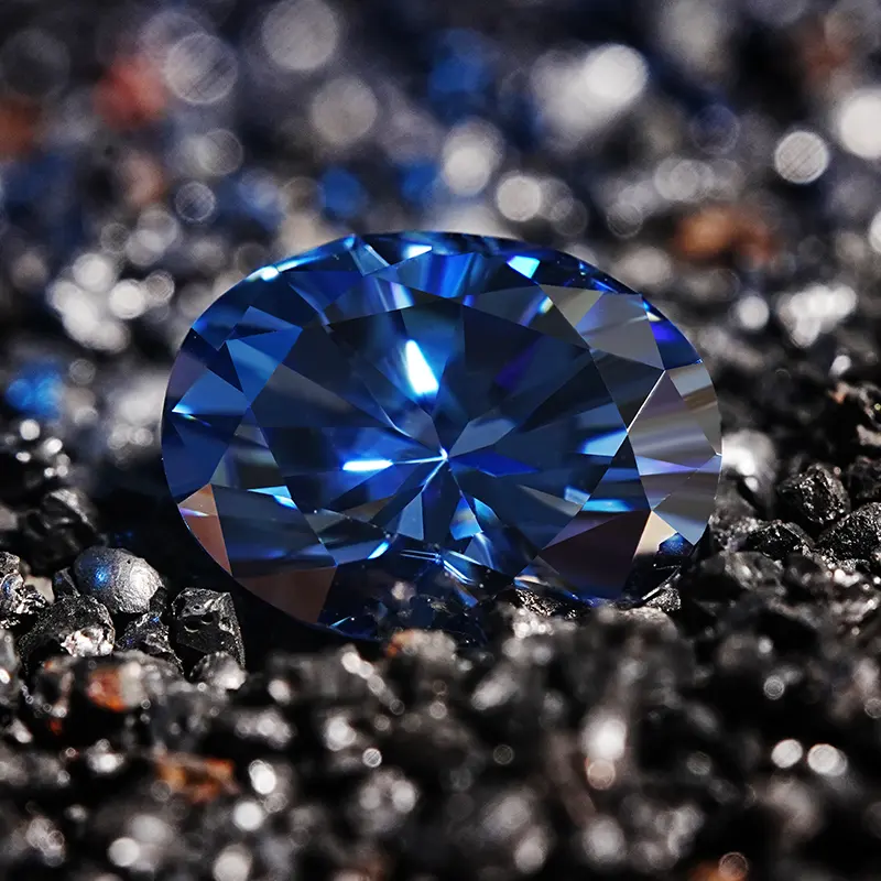 Vente en gros de pierres précieuses de laboratoire de couleur naturelle bleu saphir pour toujours brillant VVS couleur claire diamant ovale 1ct Moissanite en vrac