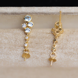 Base para Pendientes de Plata S925 con 6-7 Perlas, Diseño de Girasol, Accesorios Vacíos para Joyería de Plata 5468, Componentes y Fornituras para Joyería - Product Image 3