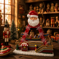 Village de Noël Melody en plastique, bateau pirate du Père Noël avec lumière LED, ornement de table, décoration de Noël pour la maison, cadeau de Noël
