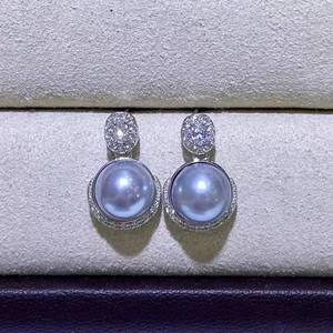 อุปกรณ์ทำเครื่องประดับมุก DIY 22412 ถาดเปล่าสำหรับต่างหูเงินแท้ S925 เครื่องประดับเงินแฟชั่น ต่างหูพร้อมลูกปัดทรงกลมขนาด 8-9 มม. - Product Image 1