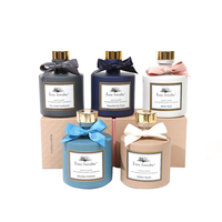 Bouteille de diffuseur en verre de luxe de cinq couleurs mates avec la boîte Bouteille ronde de diffuseur de roseau avec la boîte