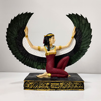 Statue de déesse en résine peinte, style européen, ailes écartées, pose agenouillée, mythe exotique, base noire dorée, décoration de bureau intérieure, cadeau