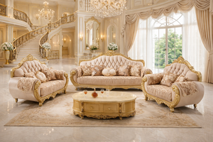 Divano di Lusso Intagliato, Loveseat Trapuntato in Stile <span class=keywords><strong>Barocco</strong></span> per Eleganti Arredi da Soggiorno - Product Image 5