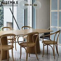 MEUBLES WISEMAX Table d'intérieur 8 places table à manger en bois de forme ovale simple pour restaurant maison salle à manger vente en gros