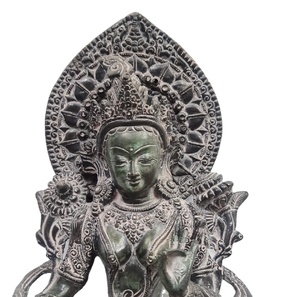 Estatua de latón verde de estilo Tibetano para niños, estatua de estilo budista tibetano, escultura de estilo oriental, artesanía de nepalí - Product Image 6