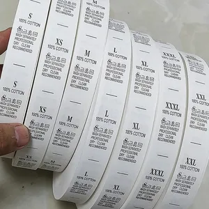 Rotoli di etichette per indumenti per la cura del lavaggio dell'abbigliamento in taffetà di nylon con stampa a trasferimento termico
