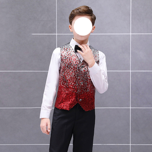 Traje de esmoquin moderno para niños con lentejuelas, ideal para fiestas, actuaciones, presentaciones, Halloween, cosplay y bodas. - Product Image 3