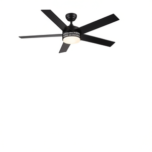 Ventilateur de plafond noir de 52 pouces avec lumière, moteur DC, commande mécanique, ventilateur de refroidissement d'air intérieur - Product Image 1