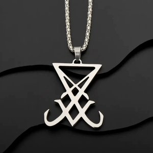 Collar con Sello de <span class=keywords><strong>Lucifer</strong></span>, Acero Inoxidable, Símbolo Satánico, Sello de Satán, Colgante de <span class=keywords><strong>Lucifer</strong></span>, Joyería de Demonio, Regalo - Product Image 4