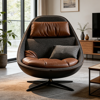 Fauteuil de salon moderne pivotant avec dossier haut et coussin lombaire, canapé cocon rembourré design pour chambre et balcon