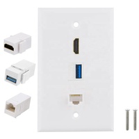Placa de Conexión Multimedia de 3 Puertos USB 3.0 RJ45 CAT6, Panel de Enchufe de Pared con Conector de Datos de Alta Definición sin Soldadura