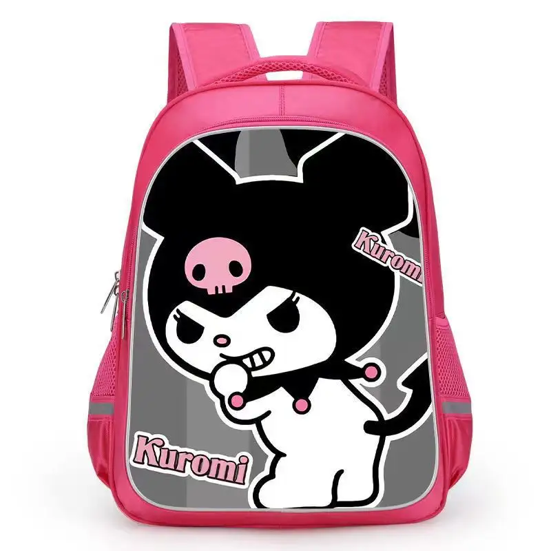 Ruunjoy Sanrio बैग कस्टम किशोरी बच्चों किताब बैग व्यक्तिगत OEM मुद्रित काले Kuromi स्कूल बैग Sanrio बैग बच्चों के लिए