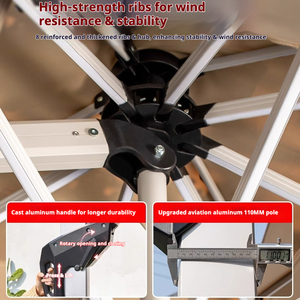 Parasol cantilever d'extérieur avec éclairage 3m x 4m, parasol carré LED, base <span class=keywords><strong>en</strong></span> <span class=keywords><strong>béton</strong></span>, capacité 210kg, mobilier d'extérieur moderne - Product Image 5