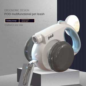 רצועת כלבים אוטומטית נשלפת רב תכליתית יוקרתית עם פנס, טעינה ב-USB, שקית לאיסוף צואה מובנית וקערת אוכל לכלבים (פלסטיק) - Product Image 3