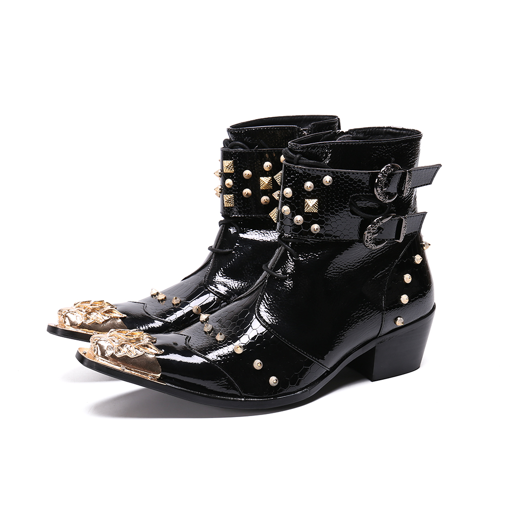 Men's Genuine Leather Formal Ankle Boots With Rivets & Steel Toe| Min order 1 ct Men's Genuine Leather Formal Ankle Boots With Rivets & Steel Toe| Min order 1 ct