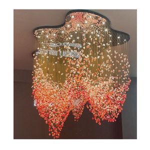 Lujo diseño moderno cristal rojo verde piedra colgante luz <span class=keywords><strong>Murano</strong></span> piedra candelabro Hotel café techo grande Bar habitación - Product Image 1